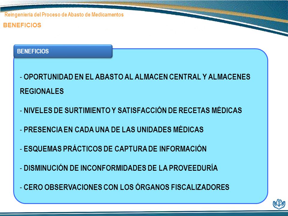OPORTUNIDAD EN EL ABASTO AL ALMACEN CENTRAL Y ALMACENES REGIONALES