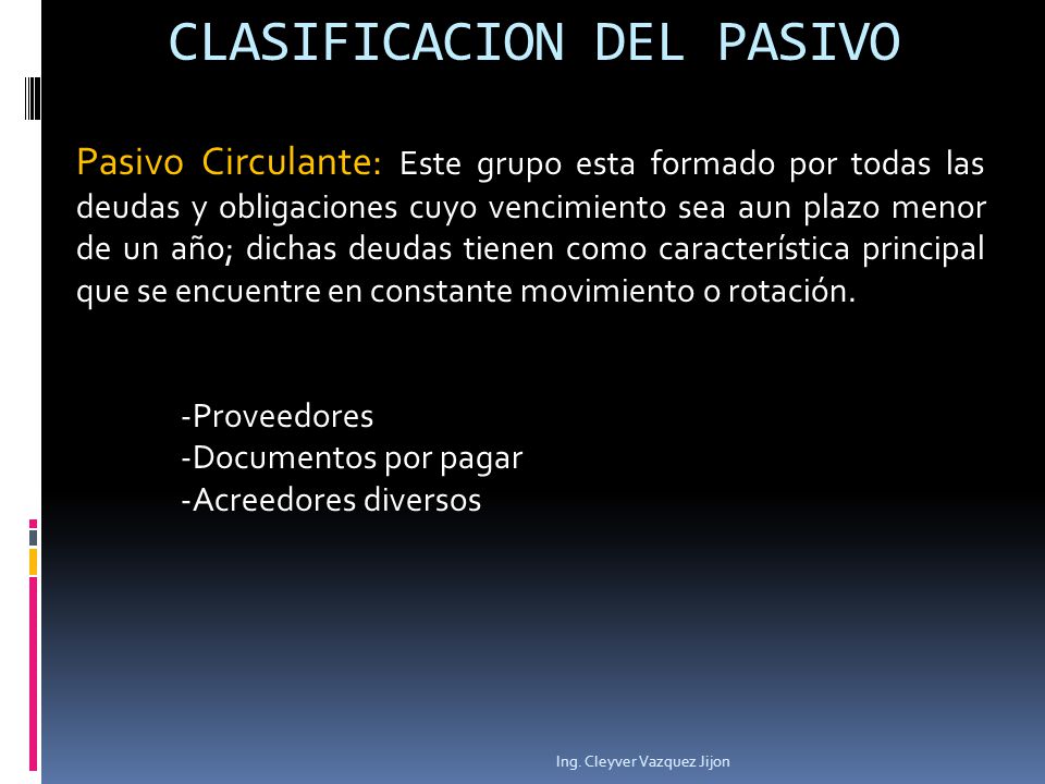CLASIFICACION DEL PASIVO