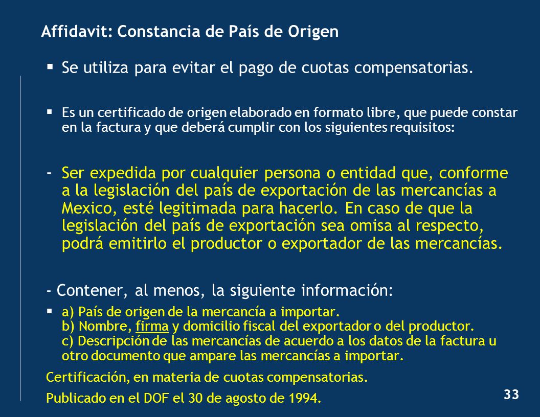 - Certificado de Origen - Constancia de País de Origen