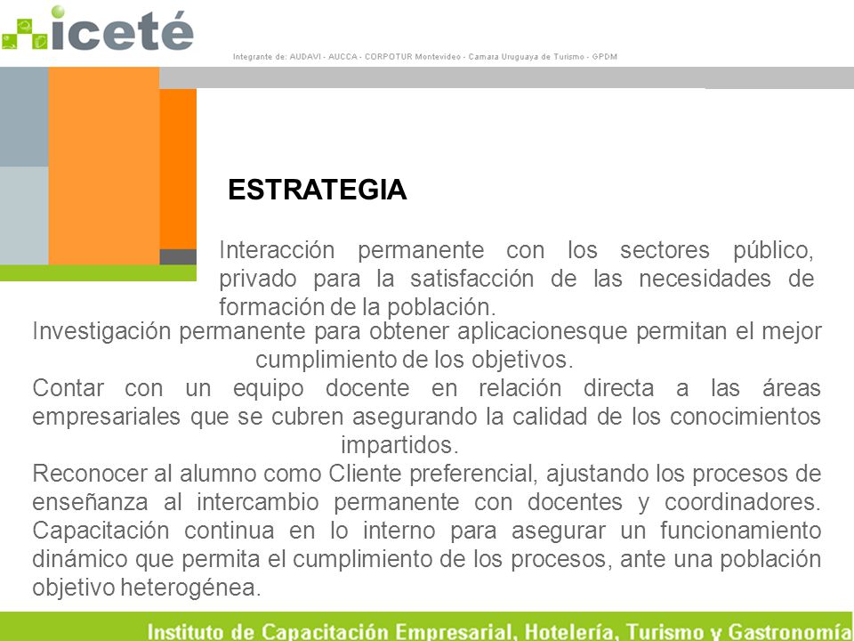 ESTRATEGIA Interacción permanente con los sectores público, privado para la satisfacción de las necesidades de formación de la población.