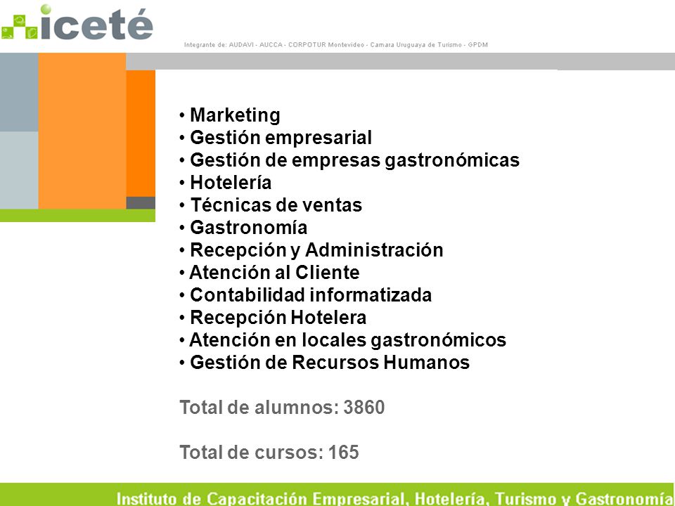 Marketing Gestión empresarial. Gestión de empresas gastronómicas. Hotelería. Técnicas de ventas.