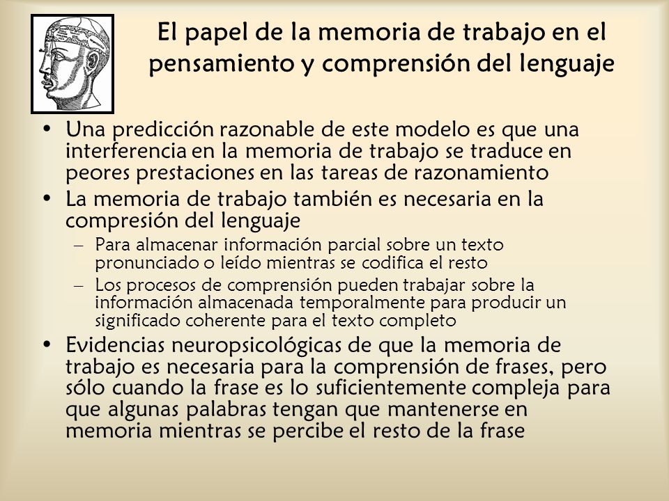 El papel de la memoria de trabajo en el pensamiento y comprensión del lenguaje