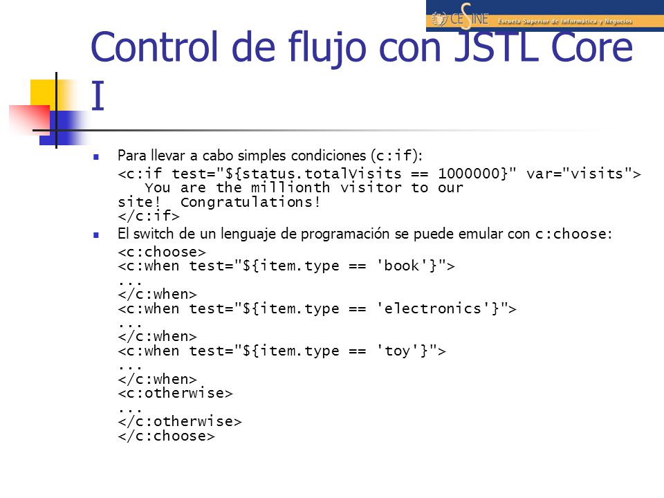 Control de flujo con JSTL Core I