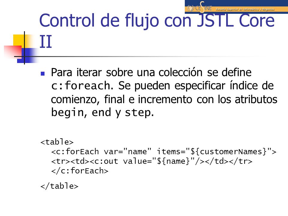 Control de flujo con JSTL Core II