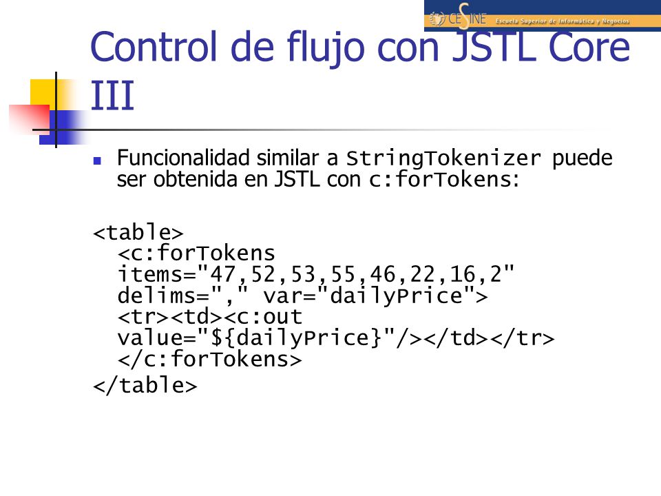 Control de flujo con JSTL Core III