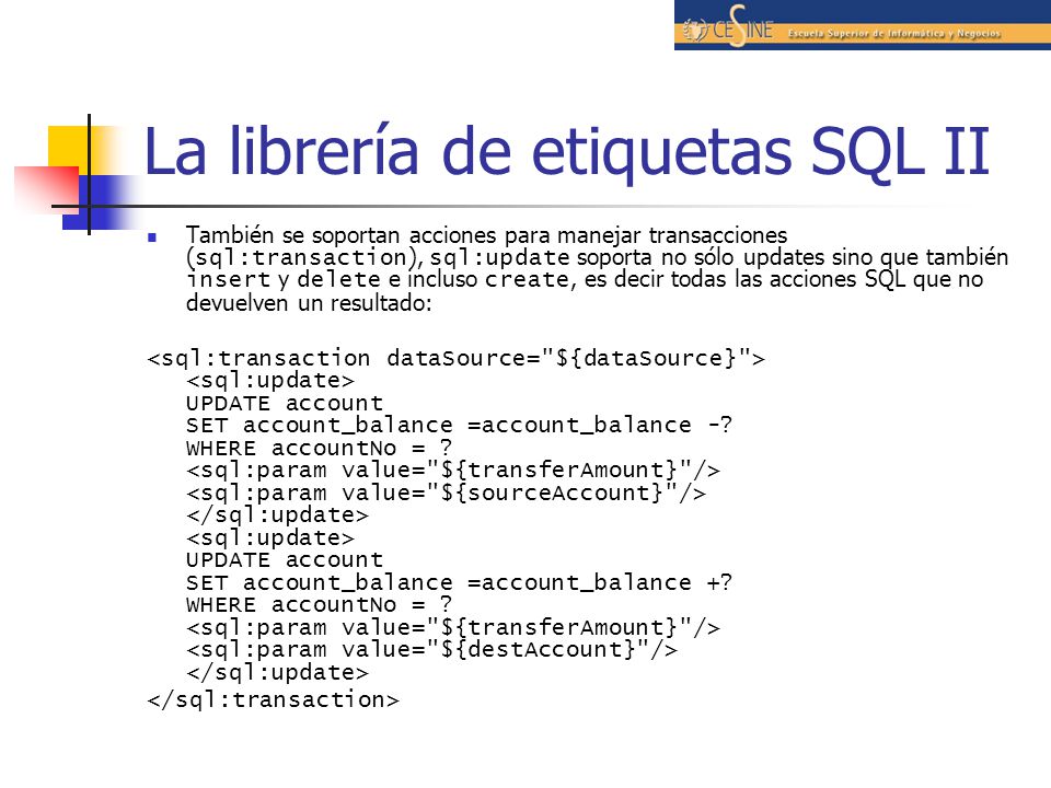 La librería de etiquetas SQL II