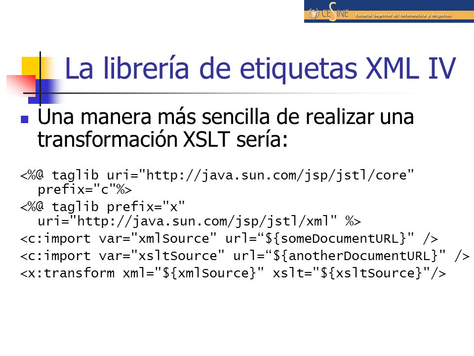 La librería de etiquetas XML IV