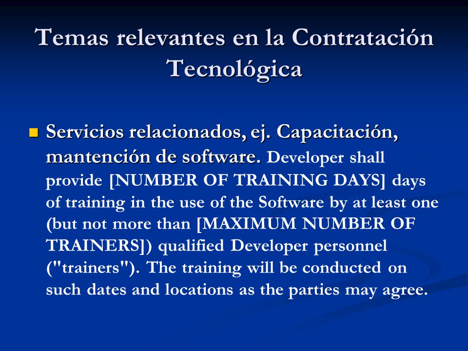 Temas relevantes en la Contratación Tecnológica
