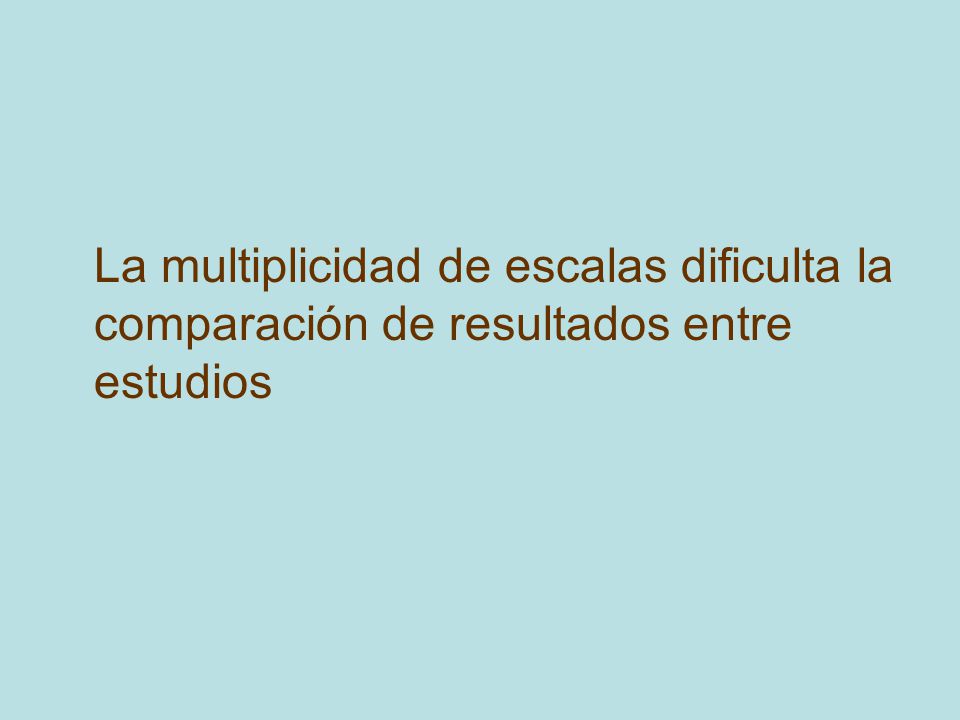La multiplicidad de escalas dificulta la comparación de resultados entre estudios