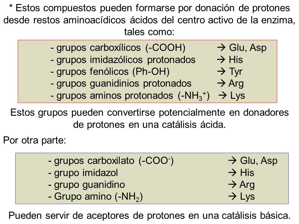 Pueden servir de aceptores de protones en una catálisis básica.