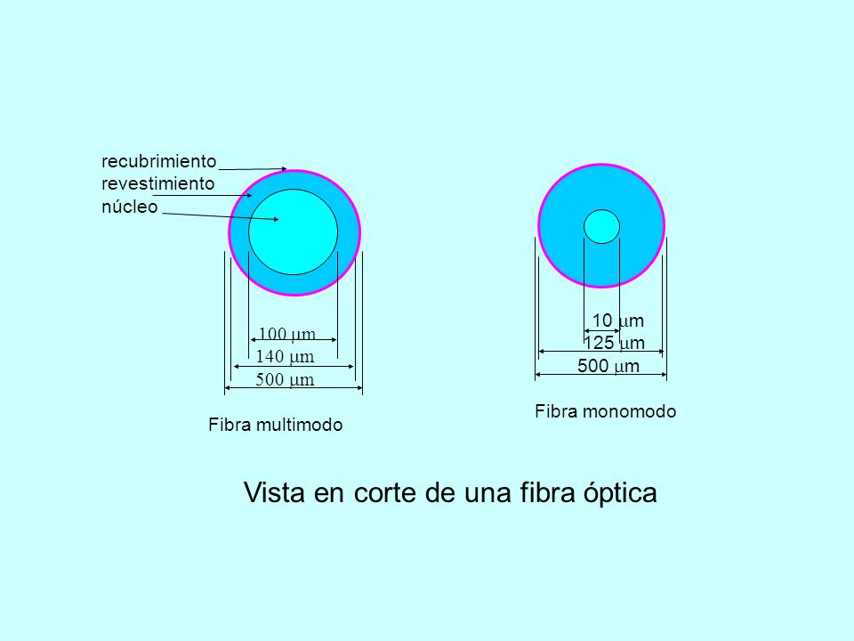 Vista en corte de una fibra óptica