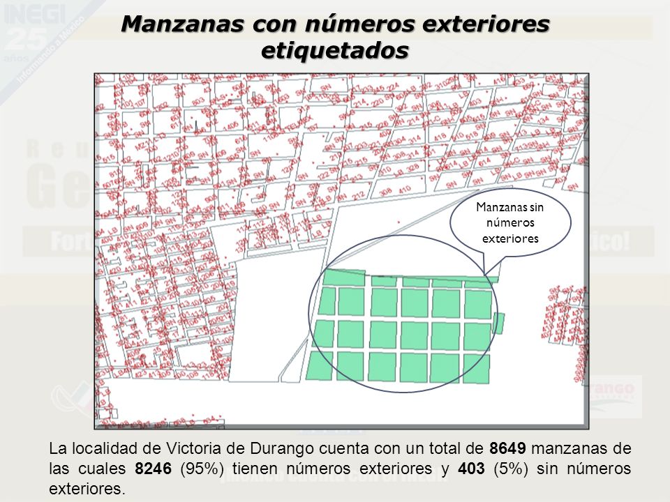 Manzanas con números exteriores etiquetados