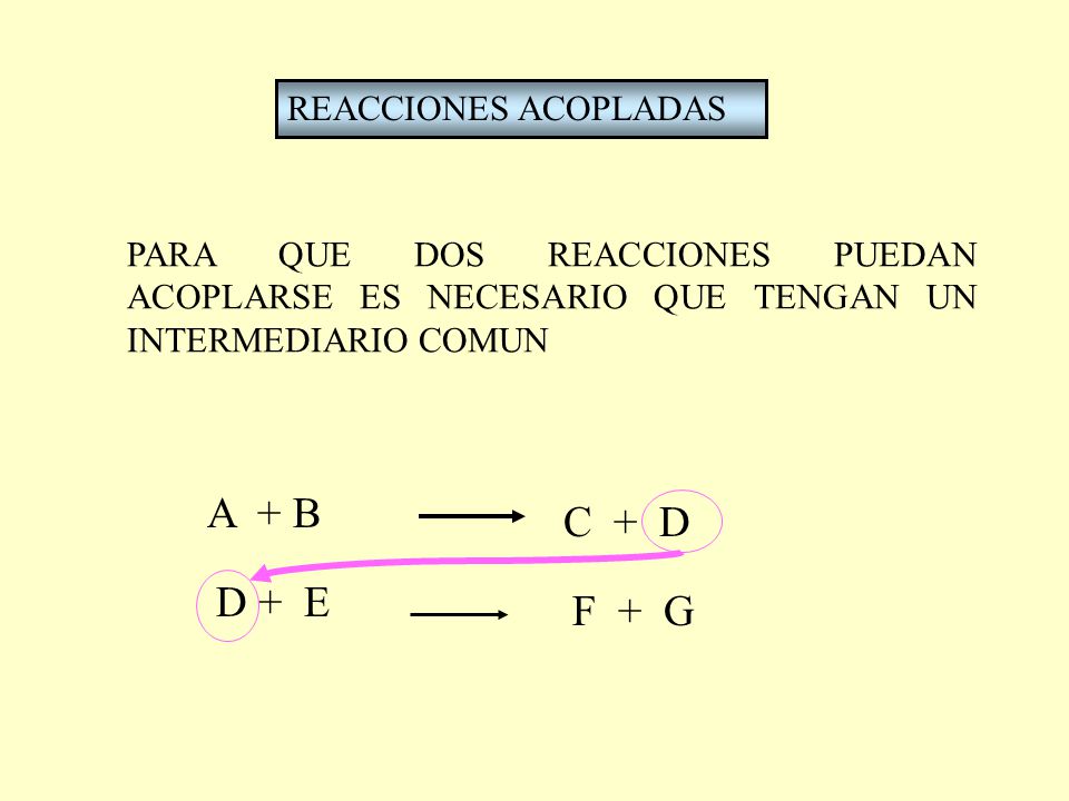 A + B C + D D + E F + G REACCIONES ACOPLADAS