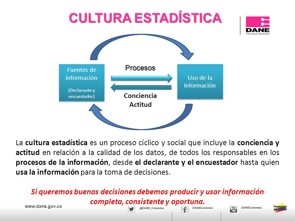 CULTURA ESTADÍSTICA Procesos. Fuentes de información. (Declarante y encuestador) Uso de la Información.