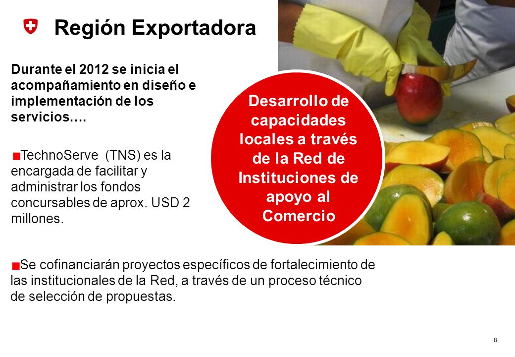 Región Exportadora Durante el 2012 se inicia el acompañamiento en diseño e implementación de los servicios….