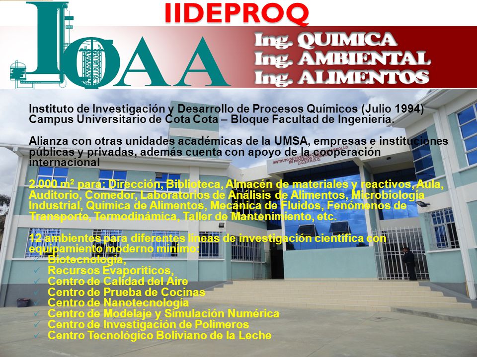 IIDEPROQ Instituto de Investigación y Desarrollo de Procesos Químicos (Julio 1994)