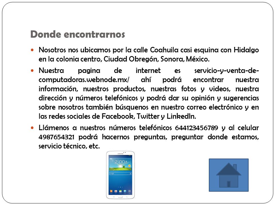 Donde encontrarnos Nosotros nos ubicamos por la calle Coahuila casi esquina con Hidalgo en la colonia centro, Ciudad Obregón, Sonora, México.