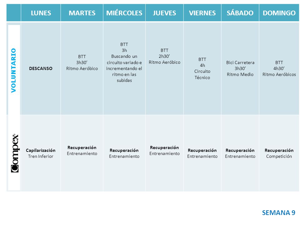 LUNES MARTES MIÉRCOLES JUEVES VIERNES SÁBADO DOMINGO