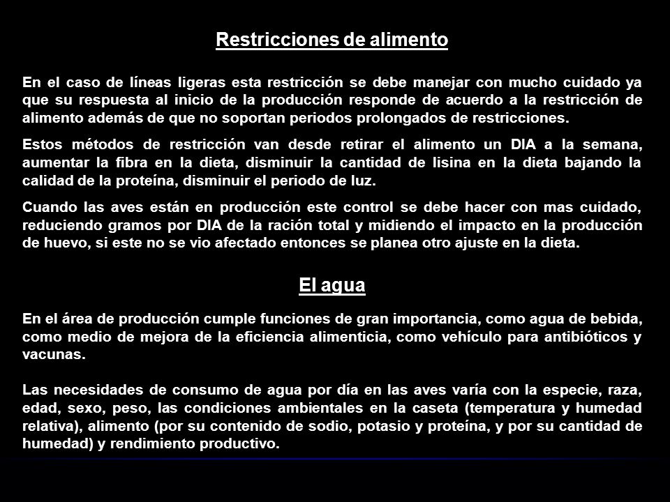 Restricciones de alimento