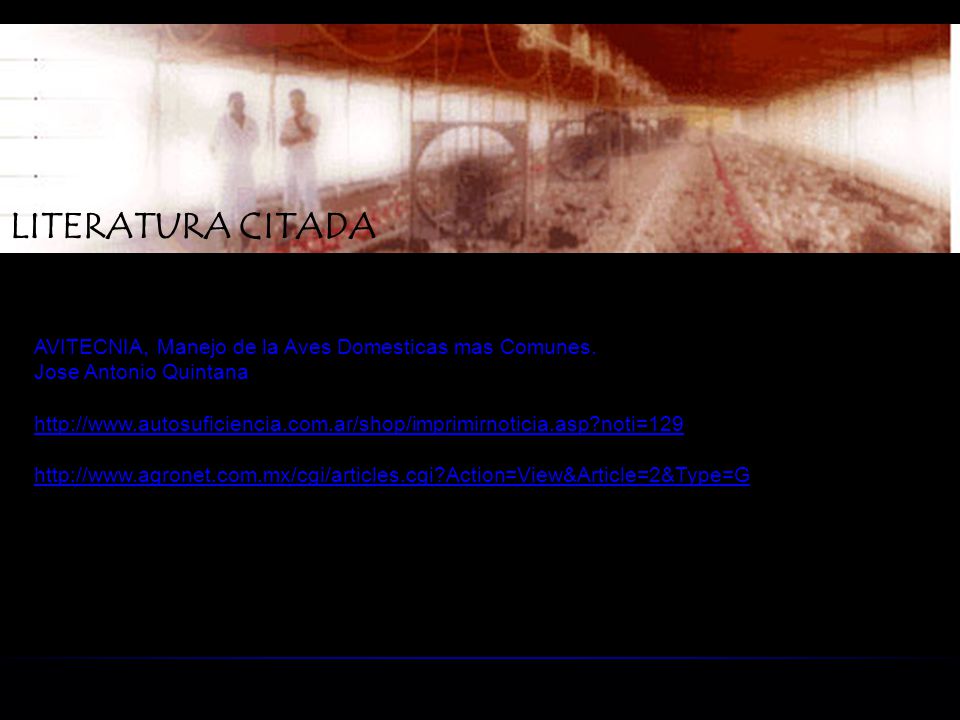 LITERATURA CITADA AVITECNIA, Manejo de la Aves Domesticas mas Comunes.