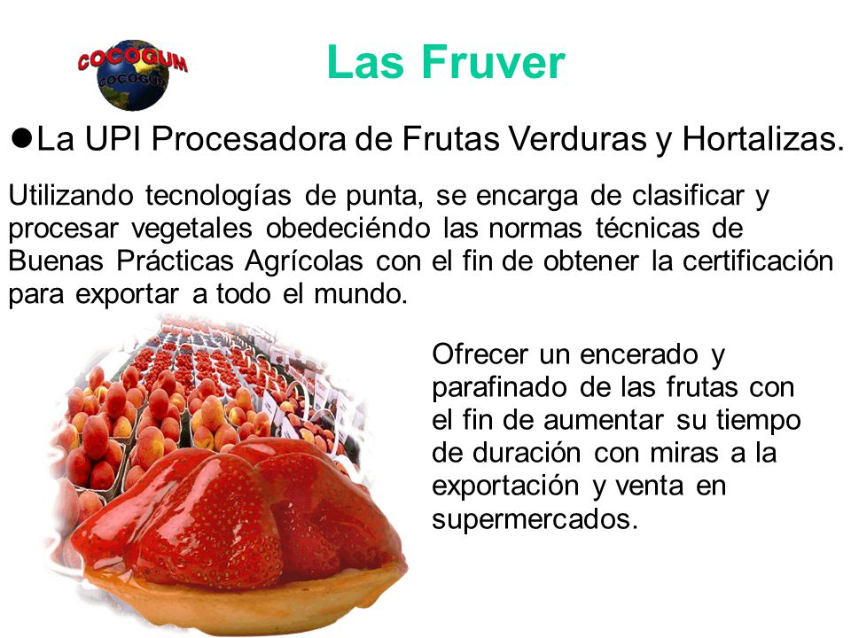 Las Fruver La UPI Procesadora de Frutas Verduras y Hortalizas.