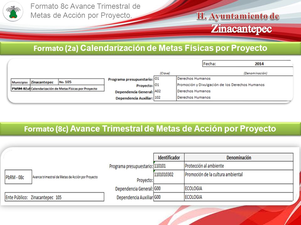 Formato (2a) Calendarización de Metas Físicas por Proyecto