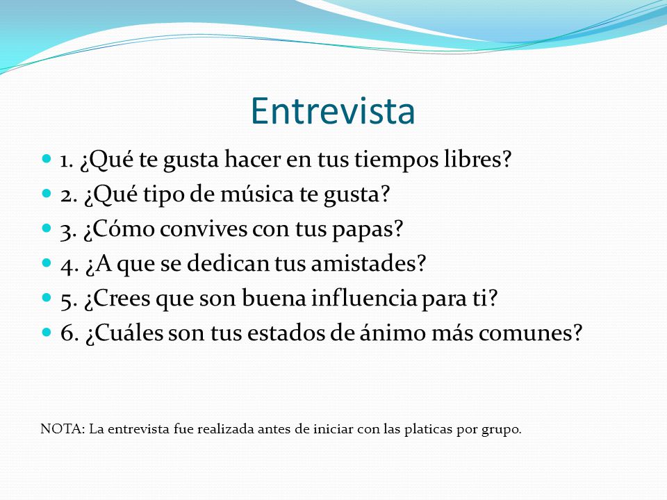 Entrevista 1. ¿Qué te gusta hacer en tus tiempos libres
