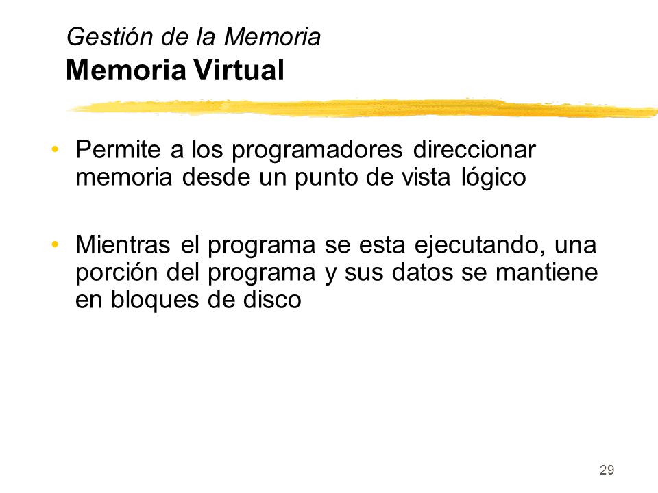 Gestión de la Memoria Memoria Virtual