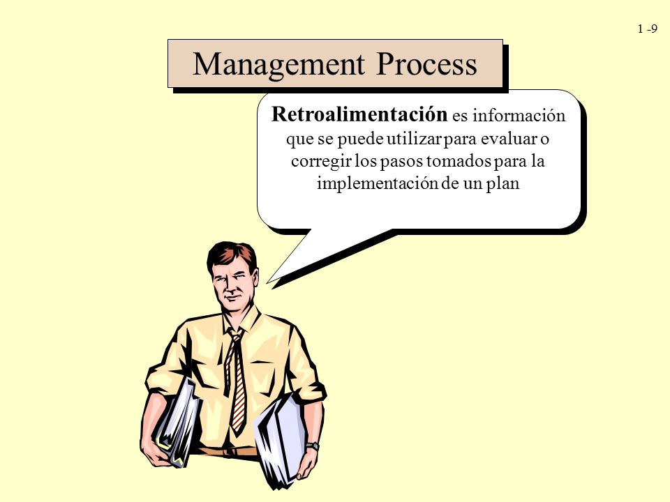 Management Process Retroalimentación es información que se puede utilizar para evaluar o corregir los pasos tomados para la implementación de un plan.