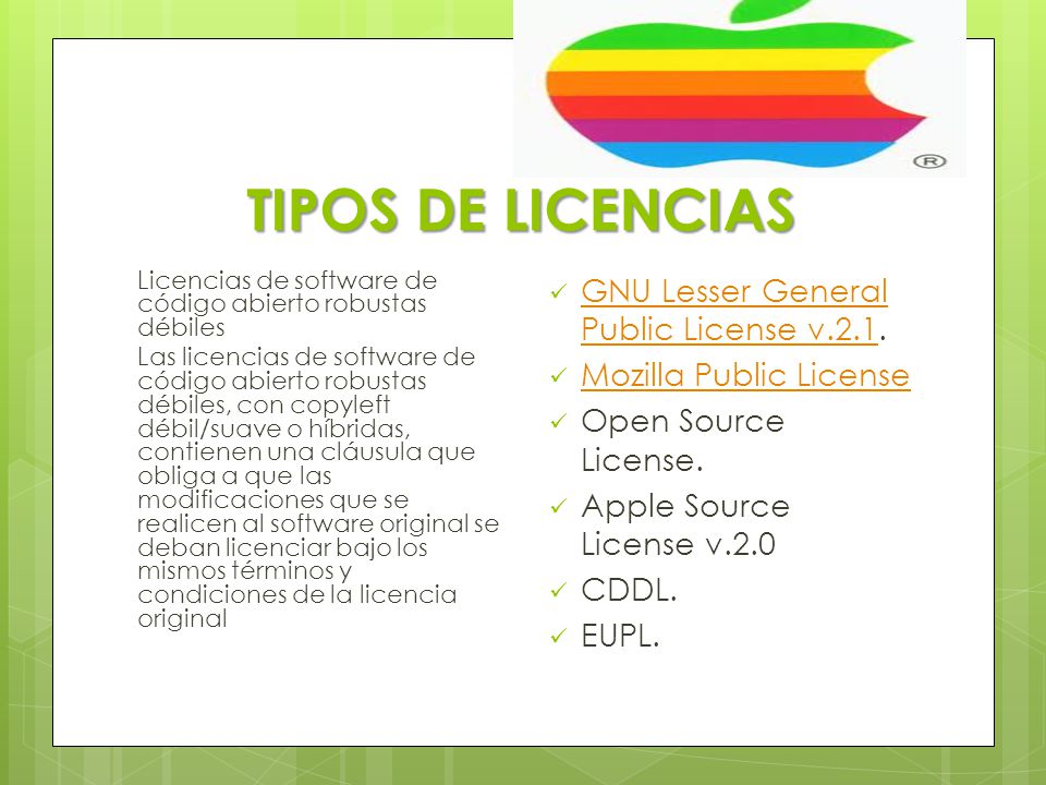 TIPOS DE LICENCIAS GNU Lesser General Public License v.2.1.