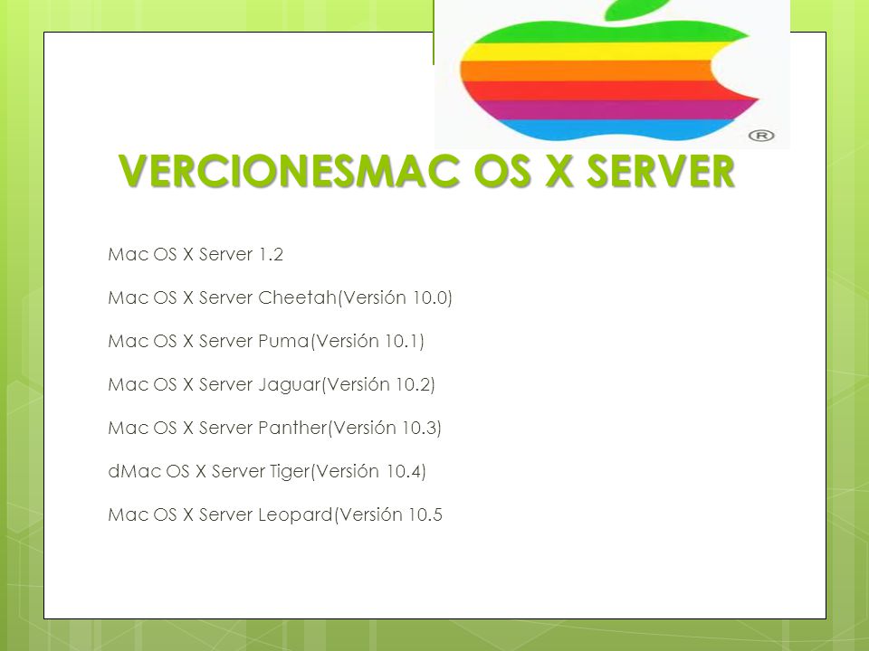 VERCIONESMAC OS X SERVER