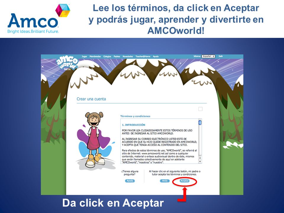 Da click en Aceptar Lee los términos, da click en Aceptar