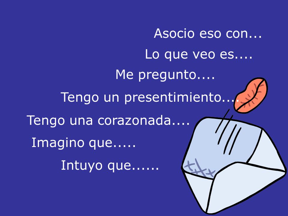 Asocio eso con... Lo que veo es.... Me pregunto.... Tengo un presentimiento.... Tengo una corazonada....