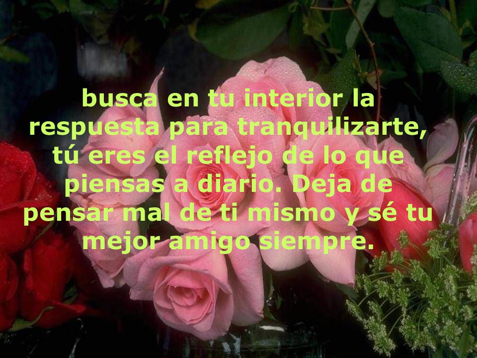 busca en tu interior la respuesta para tranquilizarte, tú eres el reflejo de lo que piensas a diario.