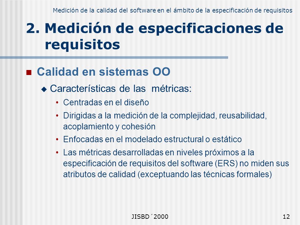 2. Medición de especificaciones de requisitos