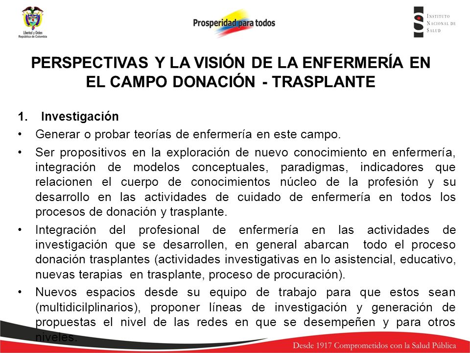 PERSPECTIVAS Y LA VISIÓN DE LA ENFERMERÍA EN EL CAMPO DONACIÓN - TRASPLANTE