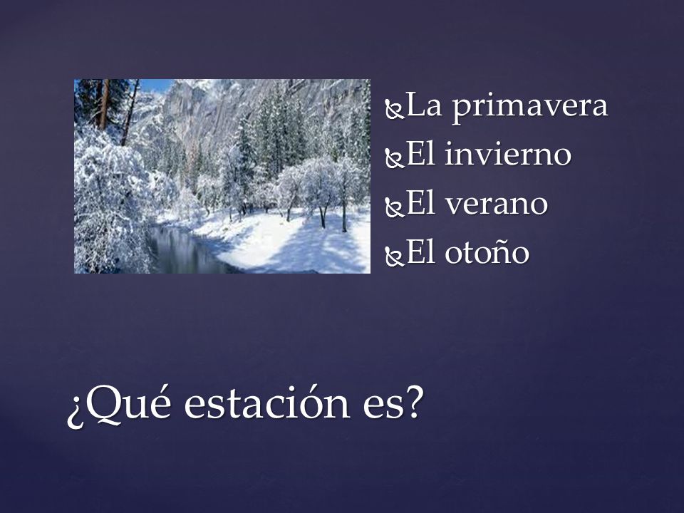 La primavera El invierno El verano El otoño ¿Qué estación es