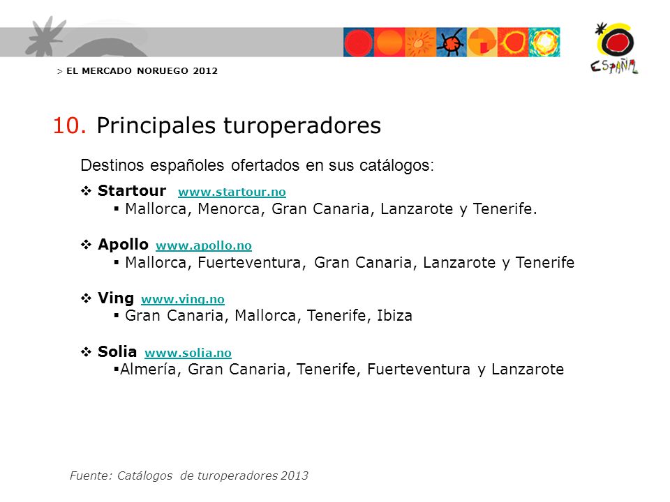 10. Principales turoperadores