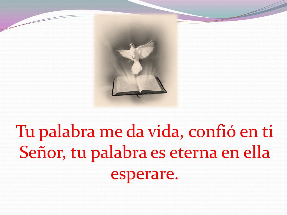 Tu palabra me da vida, confió en ti Señor, tu palabra es eterna en ella esperare.