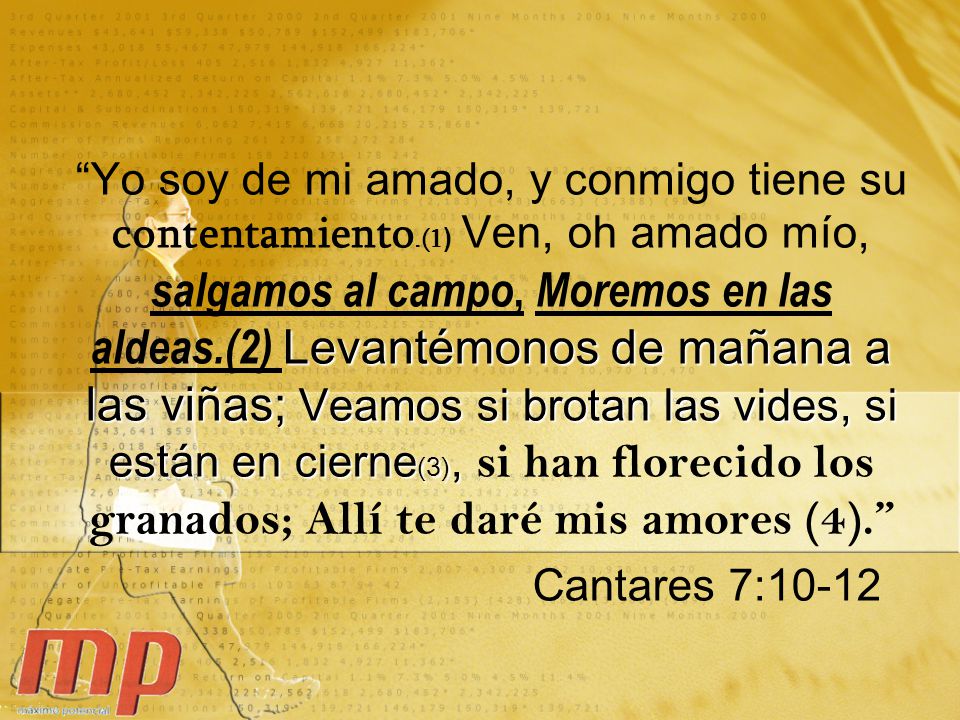 Yo soy de mi amado, y conmigo tiene su contentamiento