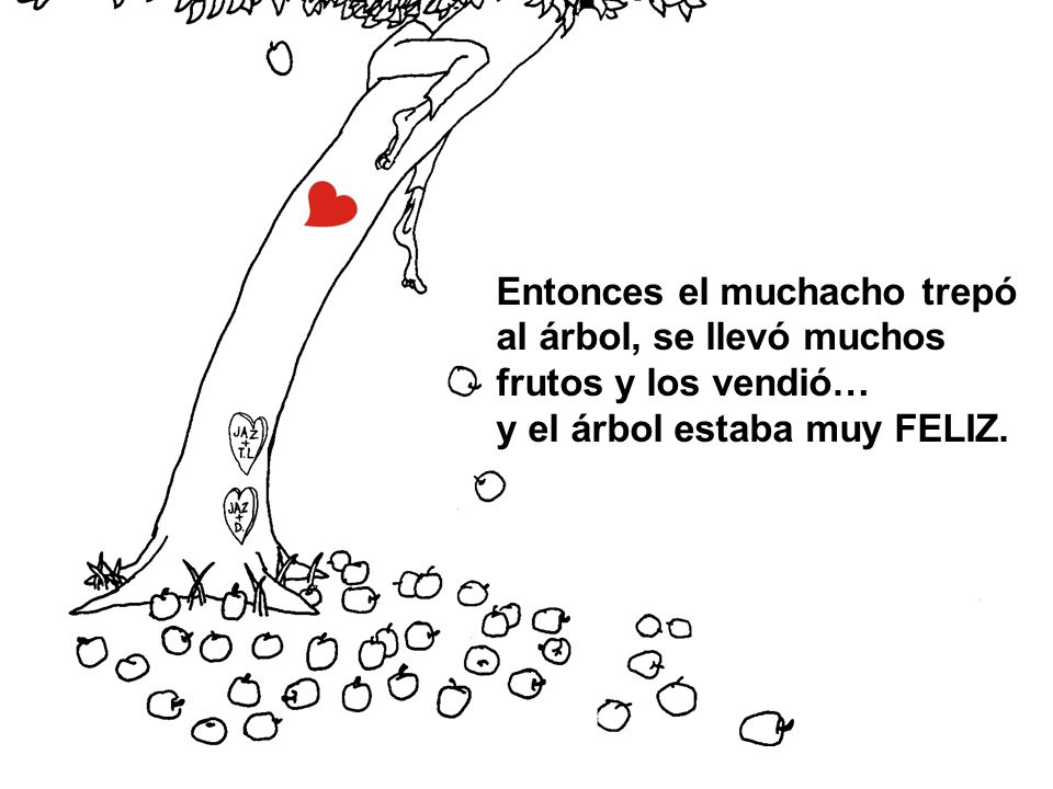 Entonces el muchacho trepó al árbol, se llevó muchos frutos y los vendió…