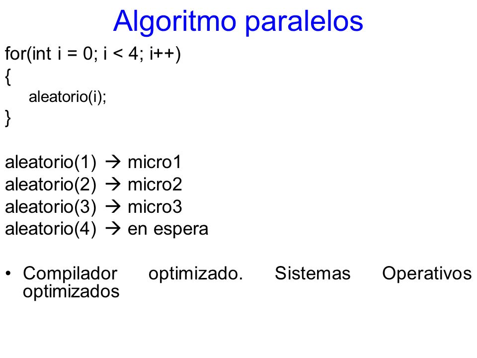Algoritmo paralelos for(int i = 0; i < 4; i++) { }