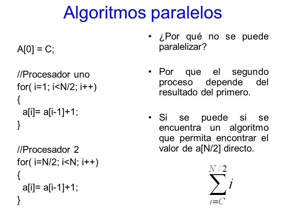 Algoritmos paralelos ¿Por qué no se puede paralelizar A[0] = C;