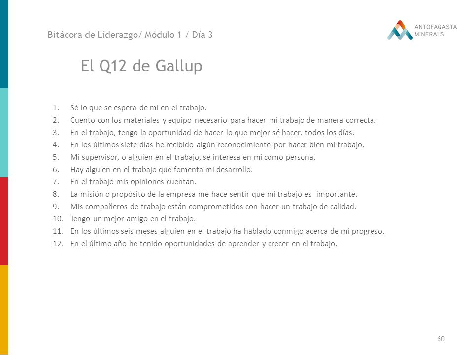 El Q12 de Gallup Bitácora de Liderazgo/ Módulo 1 / Día 3