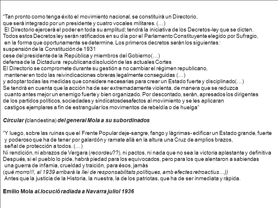 Tan pronto como tenga éxito el movimiento nacional, se constituirá un Directorio,