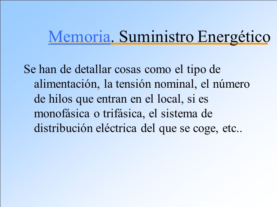 Memoria. Suministro Energético