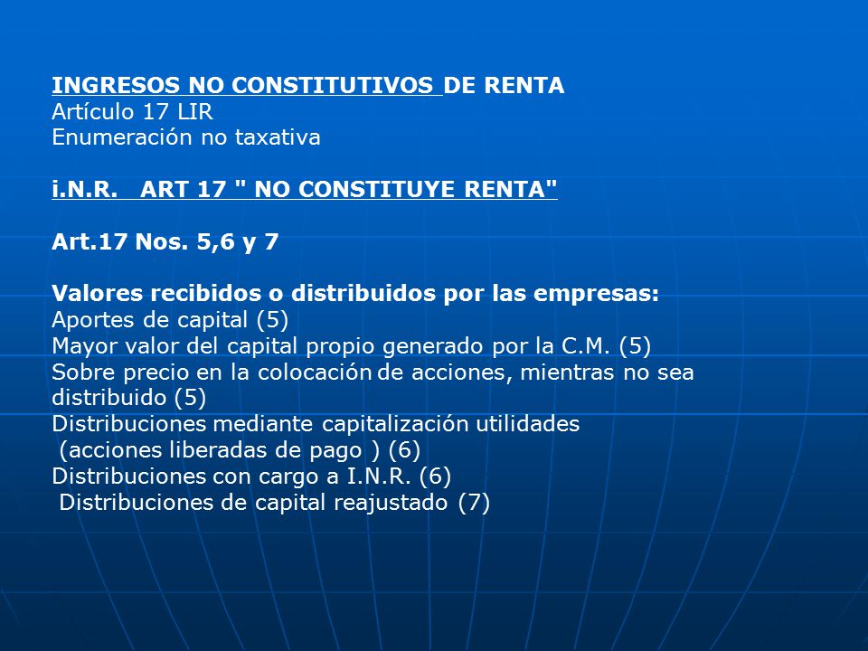 INGRESOS NO CONSTITUTIVOS DE RENTA