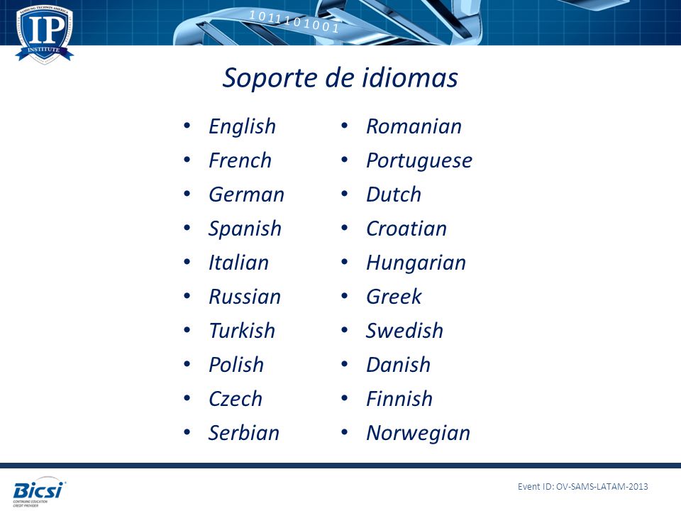 Soporte de idiomas English Romanian French Portuguese German Dutch