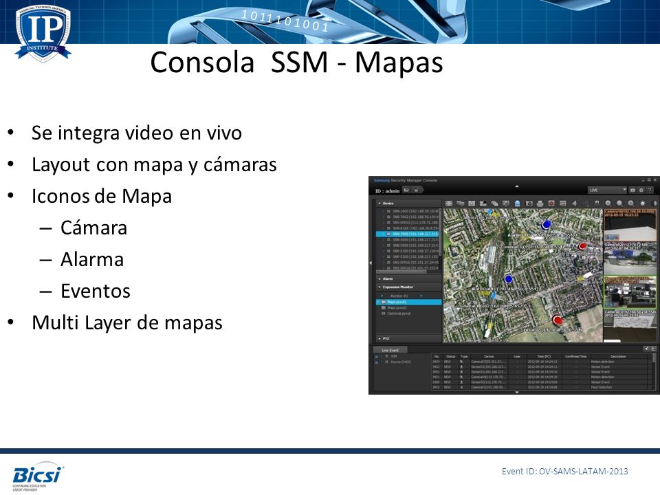 Consola SSM - Mapas Se integra video en vivo Layout con mapa y cámaras