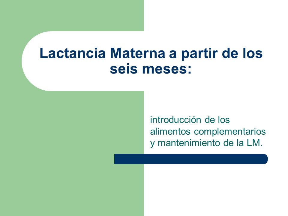 Lactancia Materna a partir de los seis meses: